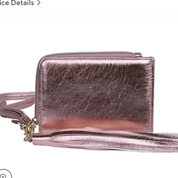 NEW Julia Buxton Pebble Zip Tassel Wristlet & CardHolder, metallic pink - Picture 2 of 11